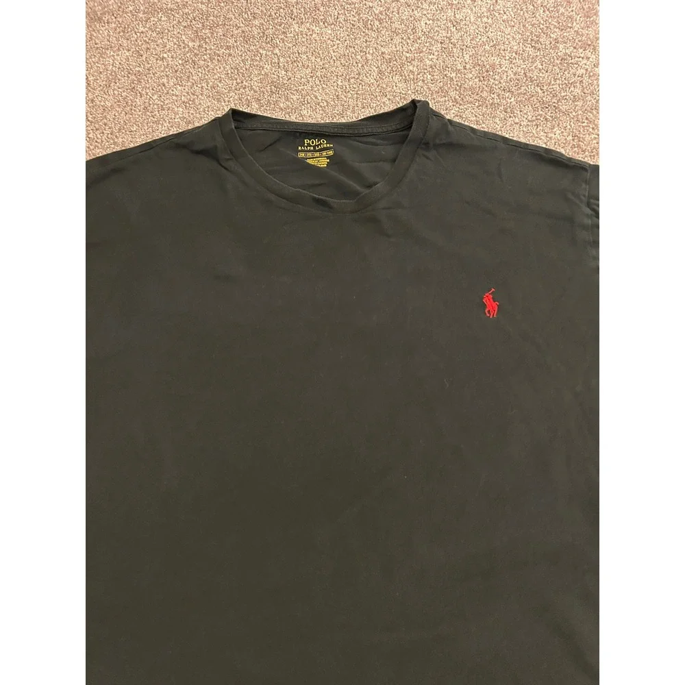 Polo Ralph Lauren T-Shirt Mens 2XB Black Excellent Red Pony Logo Short Sleeve